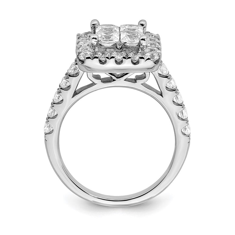 14k White Gold Real Diamond Cluster Real Diamond Engagement Ring