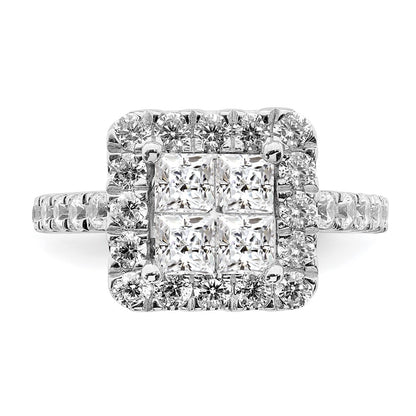 14k White Gold Real Diamond Cluster Real Diamond Engagement Ring