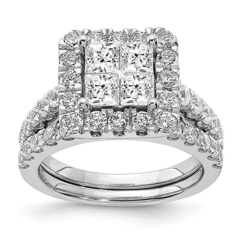 14k White Gold Real Diamond Cluster Real Diamond Engagement Ring