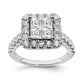 14k White Gold Real Diamond Cluster Real Diamond Engagement Ring