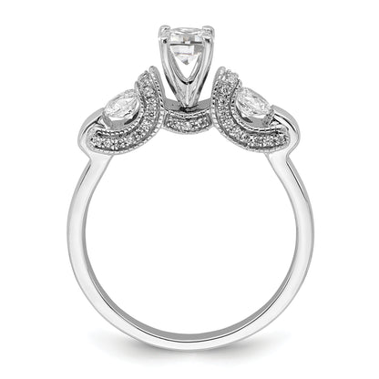 0.45ct. CZ Solid Real 14k White Gold Peg Set Engagement Ring