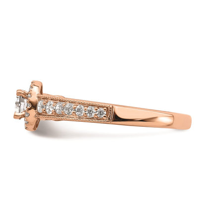 0.33ct. CZ Solid Real 14k Rose Gold Engagement Ring