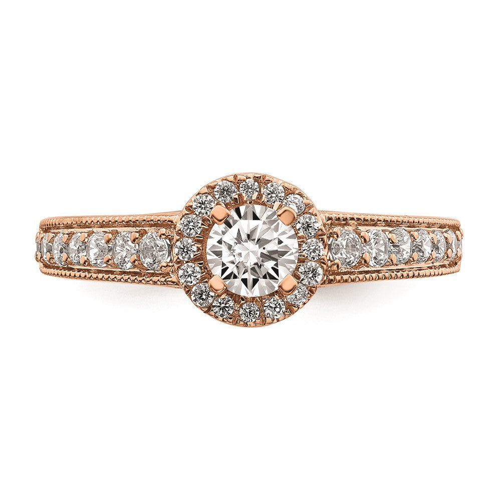 0.33ct. CZ Solid Real 14k Rose Gold Engagement Ring