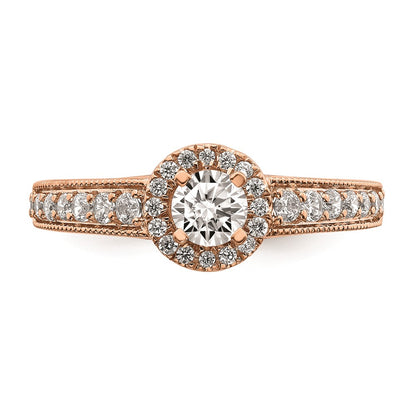 0.33ct. CZ Solid Real 14k Rose Gold Engagement Ring