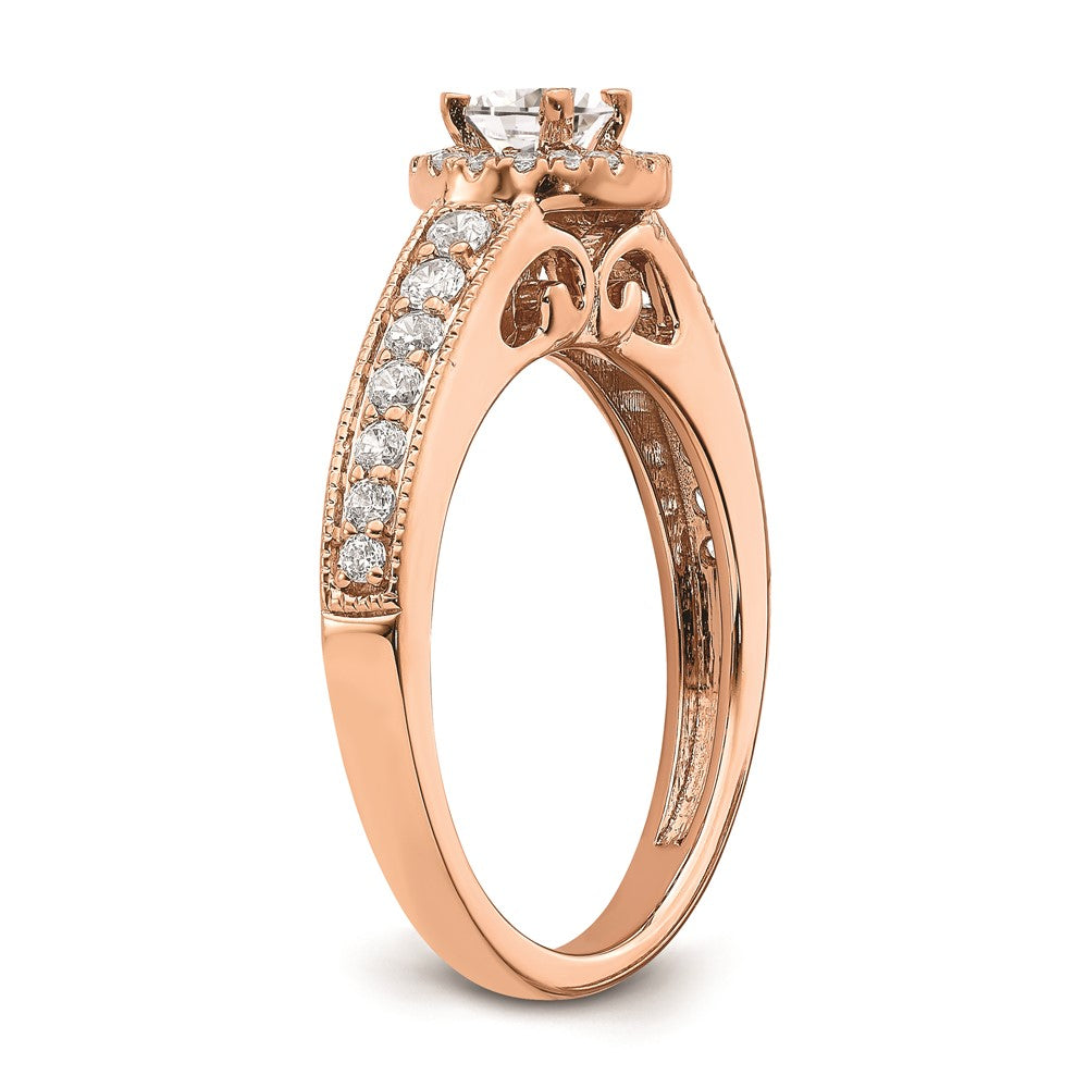 0.33ct. CZ Solid Real 14k Rose Gold Engagement Ring