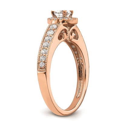 0.33ct. CZ Solid Real 14k Rose Gold Engagement Ring