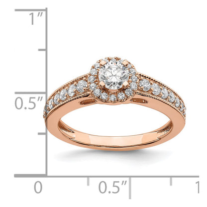 0.33ct. CZ Solid Real 14k Rose Gold Engagement Ring