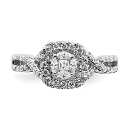 14k White Gold Real Diamond Cluster Real Diamond Engagement Ring