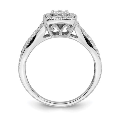 14k White Gold Real Diamond Cluster Real Diamond Engagement Ring