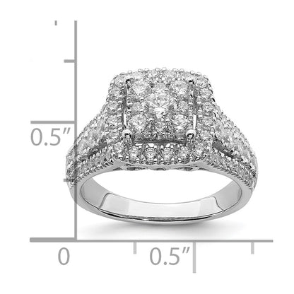 14k White Gold Real Diamond Cluster Real Diamond Engagement Ring