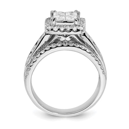 14k White Gold Real Diamond Cluster Real Diamond Engagement Ring