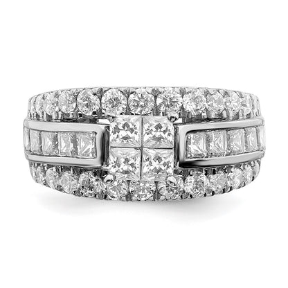 14k White Gold Real Diamond Cluster Real Diamond Engagement Ring