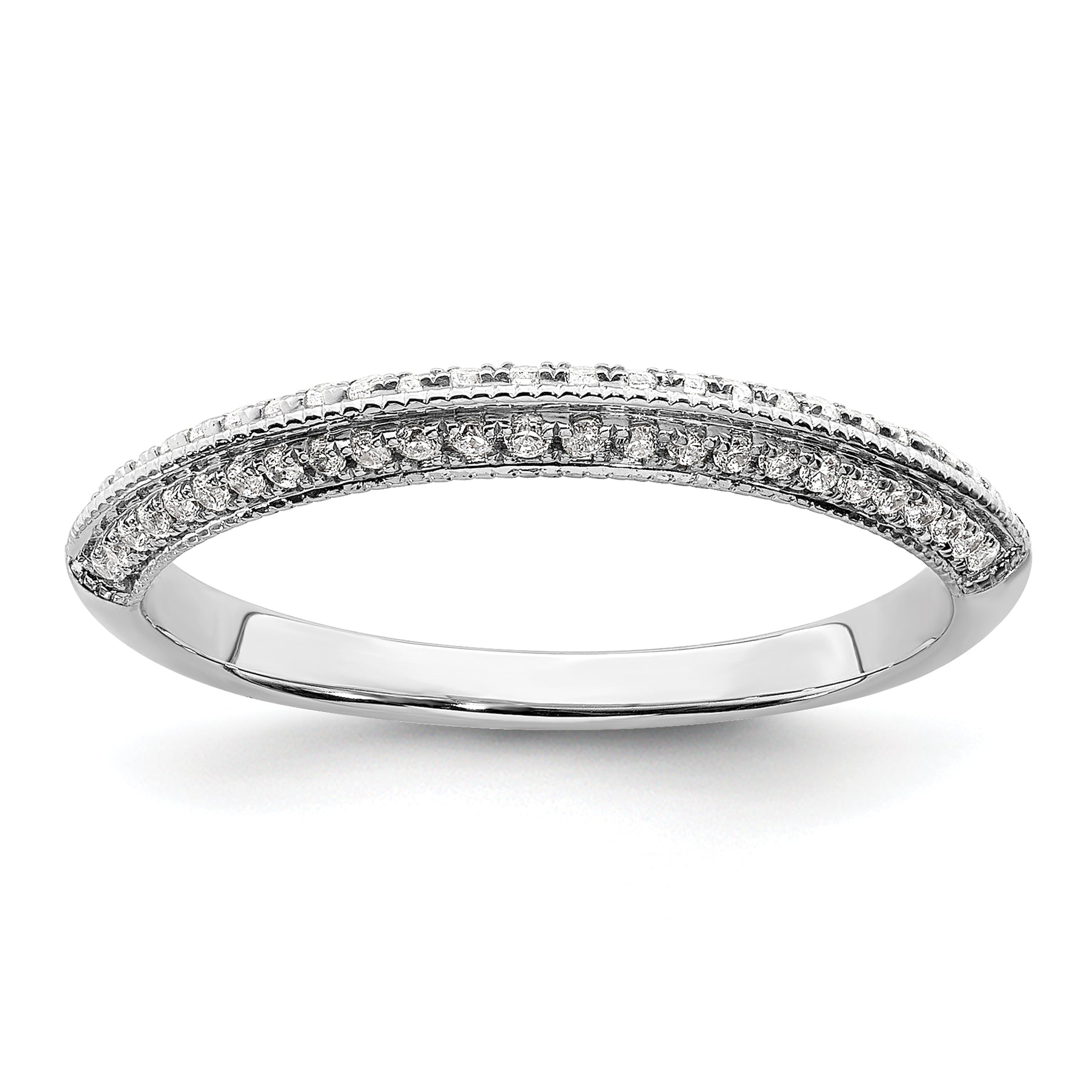 0.20ct. CZ Solid Real 14K White Gold Complete Wedding Wedding Band Ring
