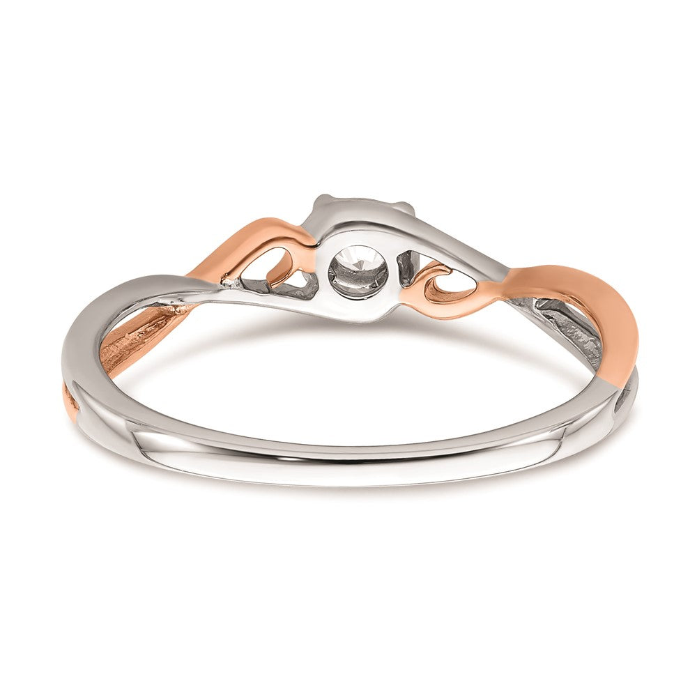 0.10ct. CZ Solid Real 14k White & Rose Gold .05 ctw. Complete Promise Ring