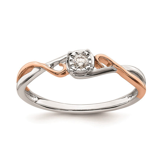 14k White & Rose Gold Real Diamond Promise Ring