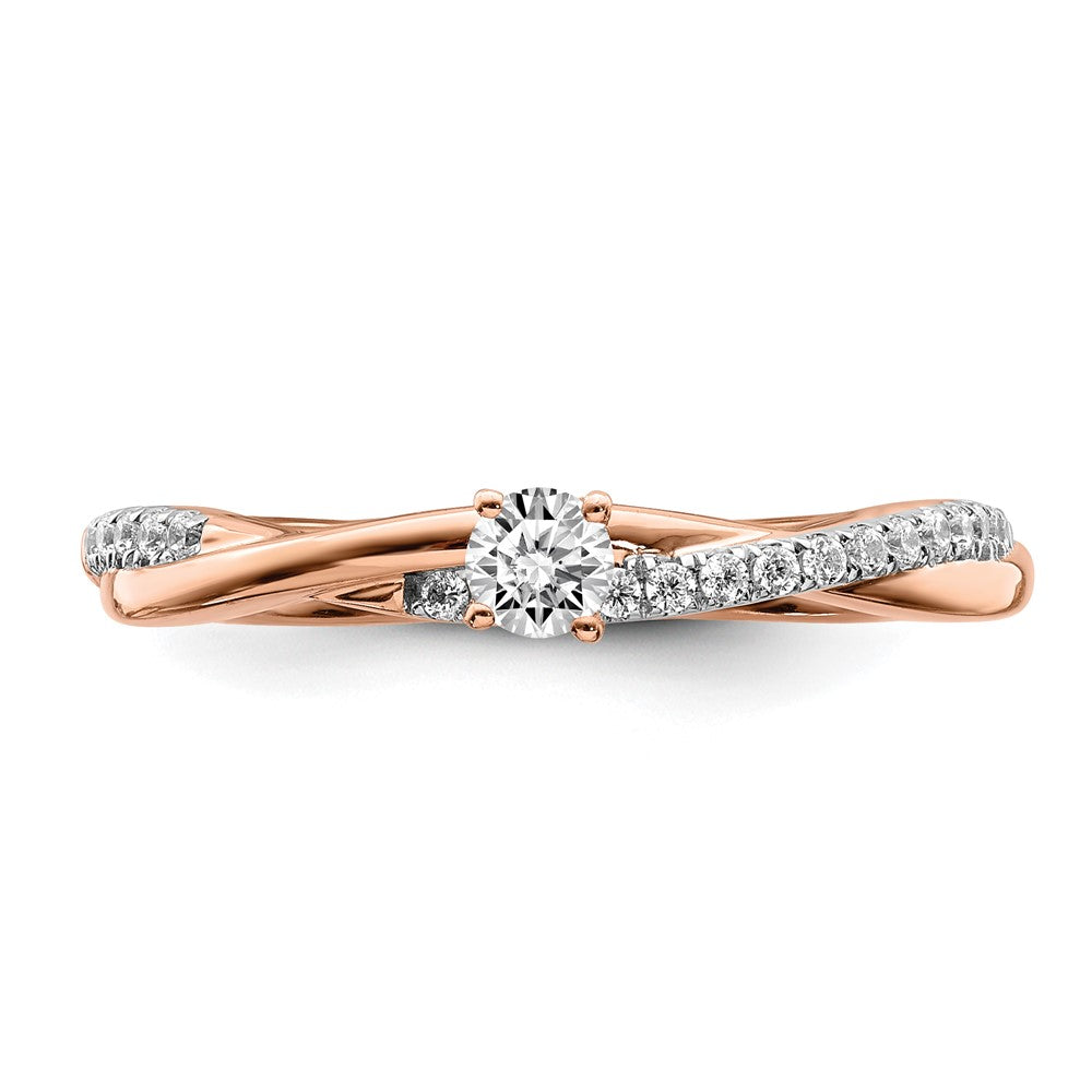 14k Rose Gold Real Diamond Promise Ring