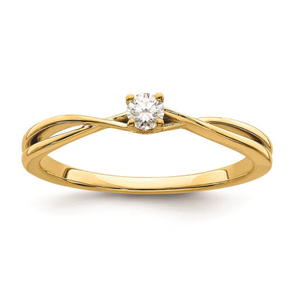 14K Yellow Gold Real Diamond Promise Ring