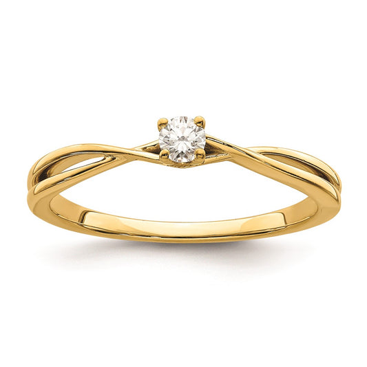 14K Yellow Gold Real Diamond Promise Ring