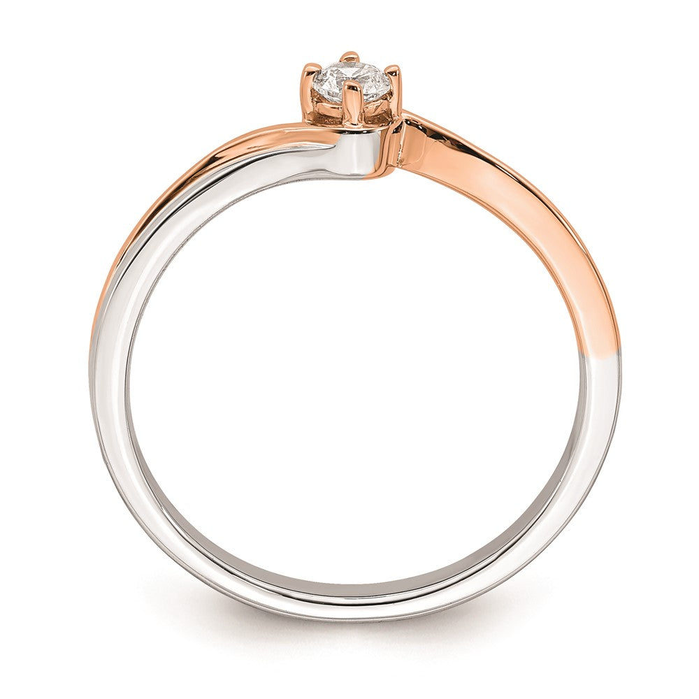 0.12ct. CZ Solid Real 14k White & Rose Plating Gold Complete Promise Ring