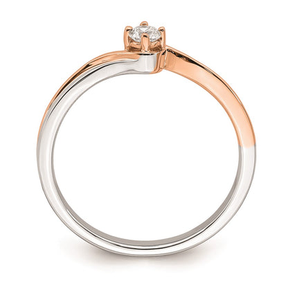 0.12ct. CZ Solid Real 14k White & Rose Plating Gold Complete Promise Ring