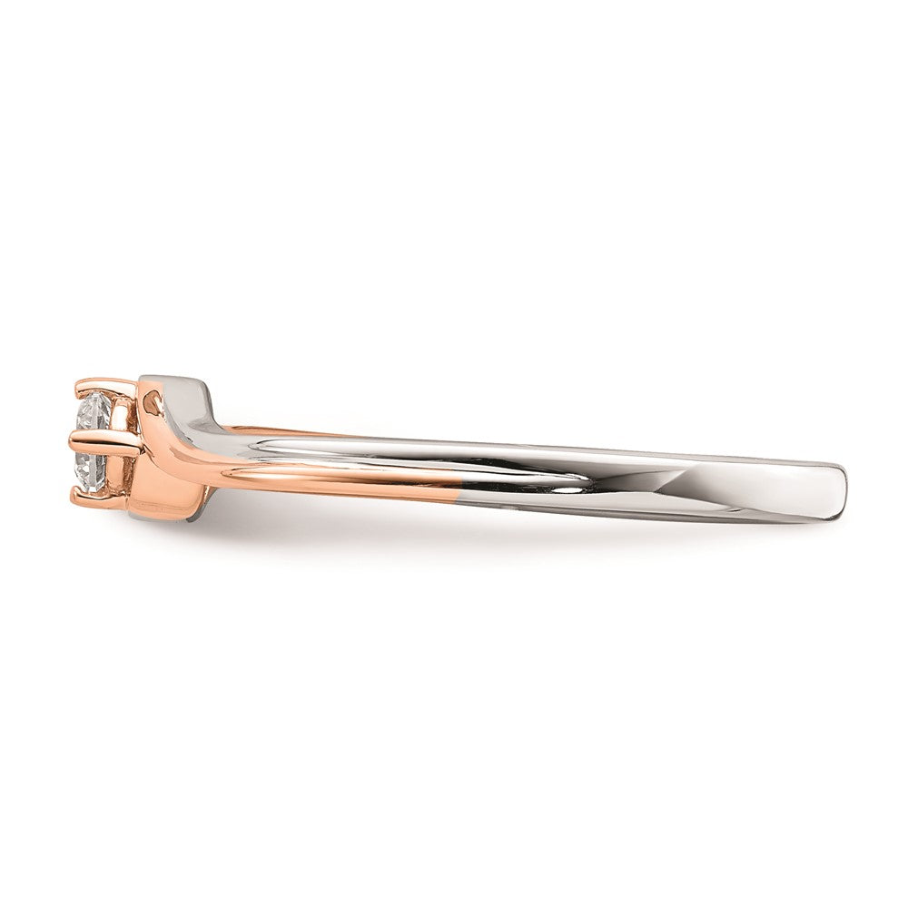 0.12ct. CZ Solid Real 14k White & Rose Plating Gold Complete Promise Ring