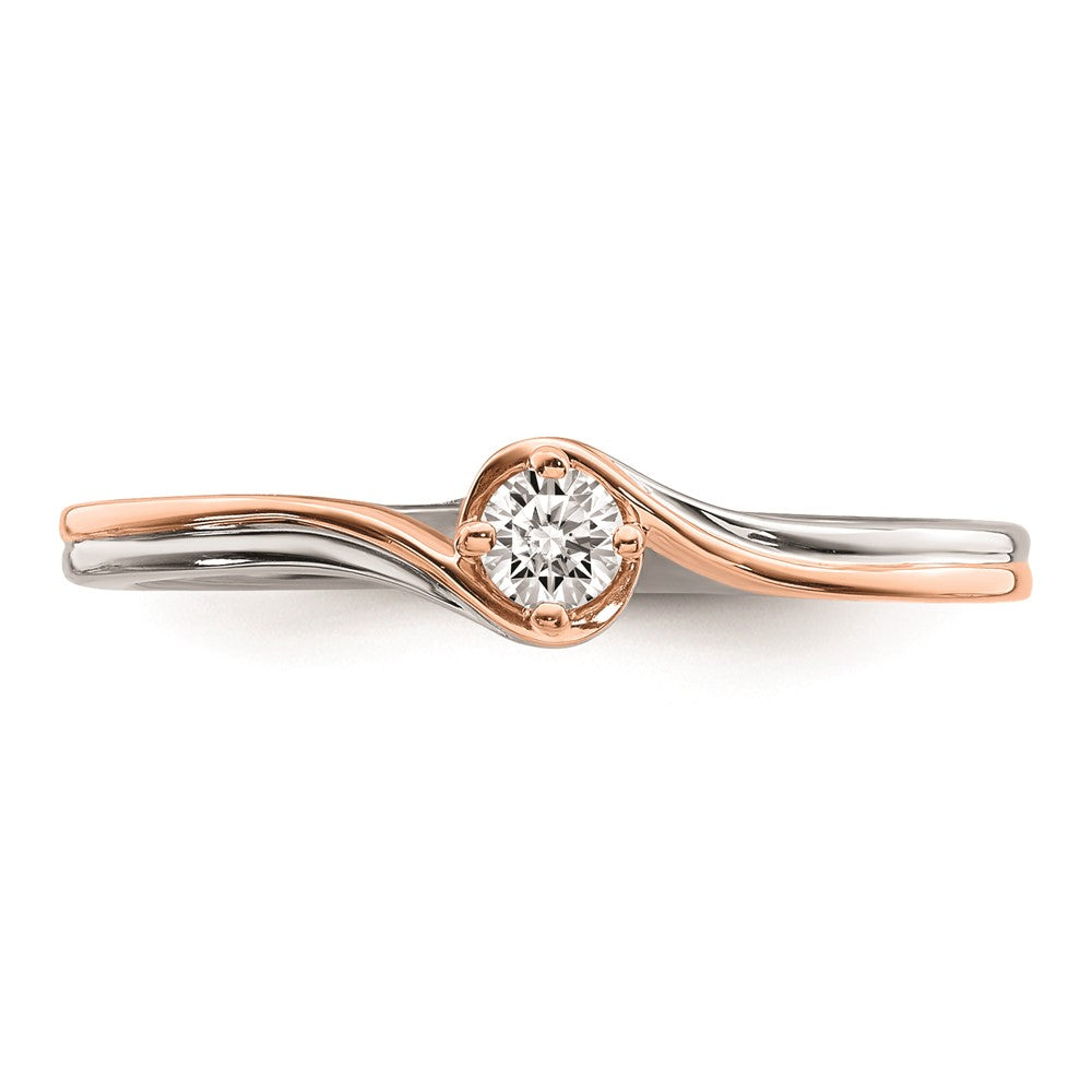 0.12ct. CZ Solid Real 14k White & Rose Plating Gold Complete Promise Ring