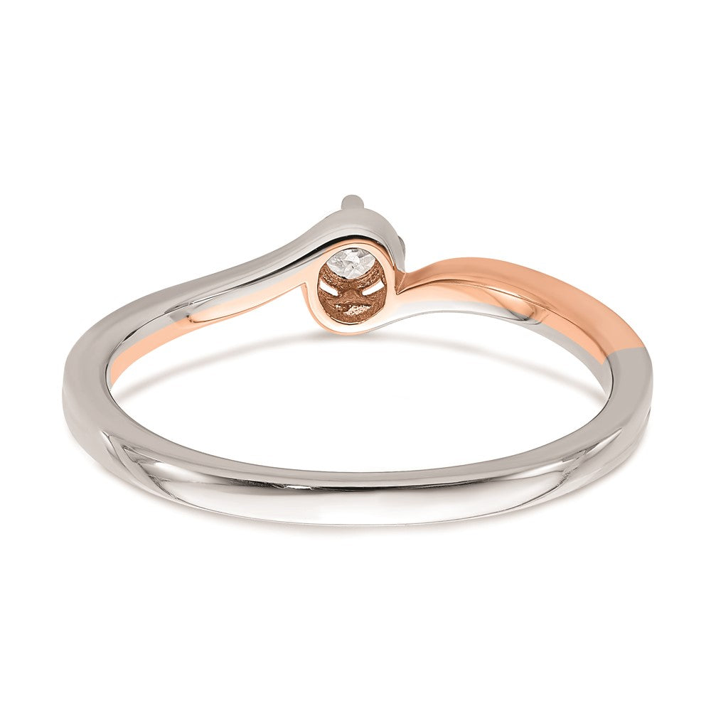 0.12ct. CZ Solid Real 14k White & Rose Plating Gold Complete Promise Ring