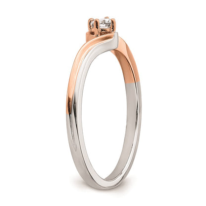 0.12ct. CZ Solid Real 14k White & Rose Plating Gold Complete Promise Ring