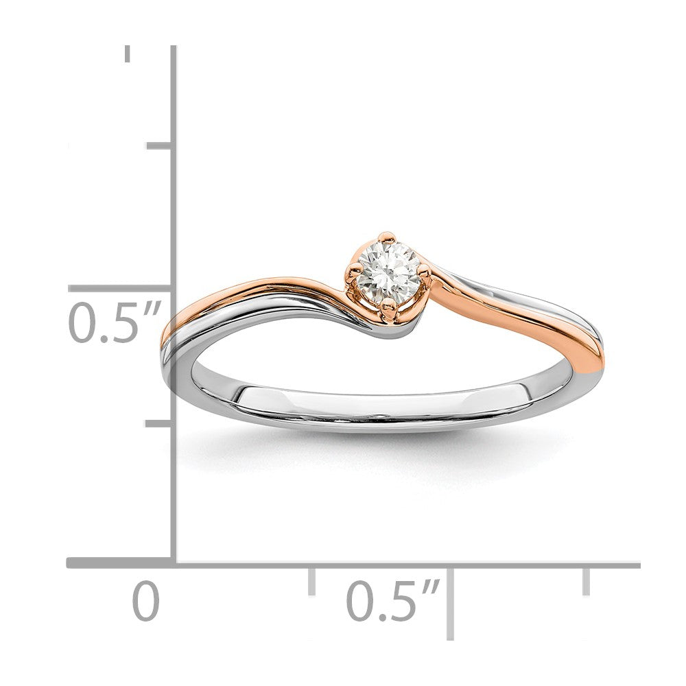 0.12ct. CZ Solid Real 14k White & Rose Plating Gold Complete Promise Ring
