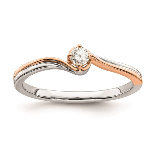 14k White & Rose Plating Gold Real Diamond Promise Ring