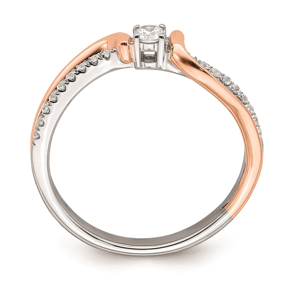 0.20ct. CZ Solid Real 14k White & Rose Gold Complete Promise Ring