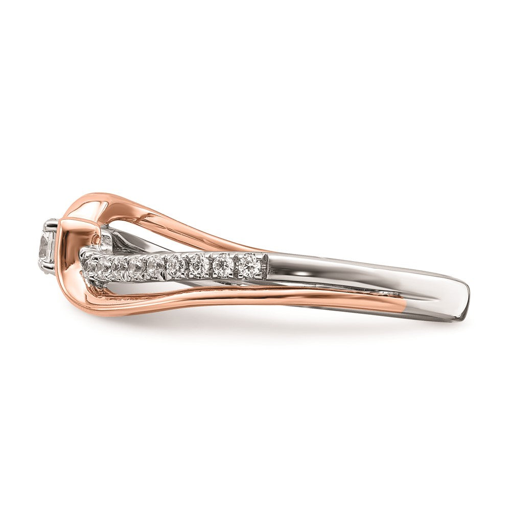 0.20ct. CZ Solid Real 14k White & Rose Gold Complete Promise Ring