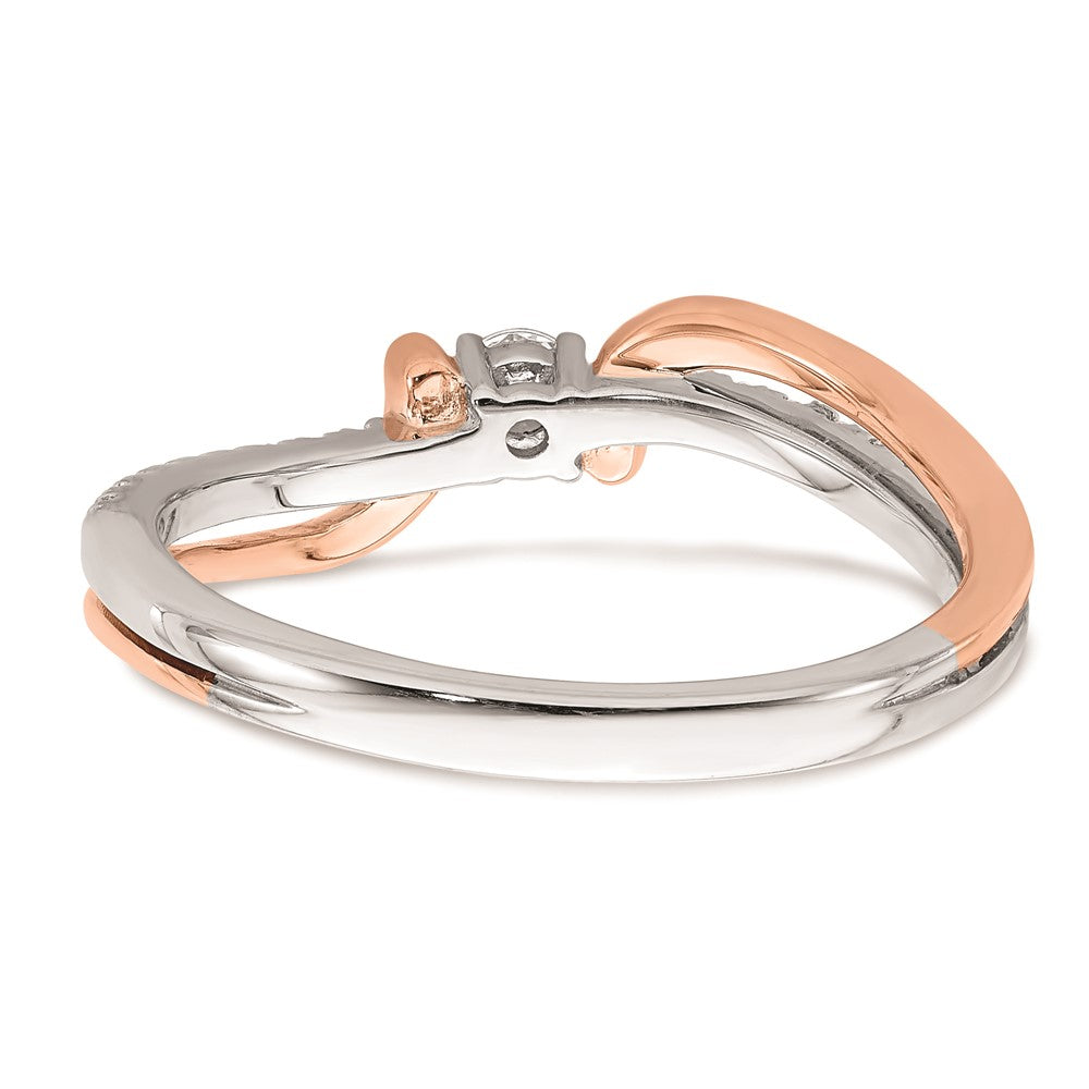 0.20ct. CZ Solid Real 14k White & Rose Gold Complete Promise Ring