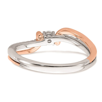 0.20ct. CZ Solid Real 14k White & Rose Gold Complete Promise Ring