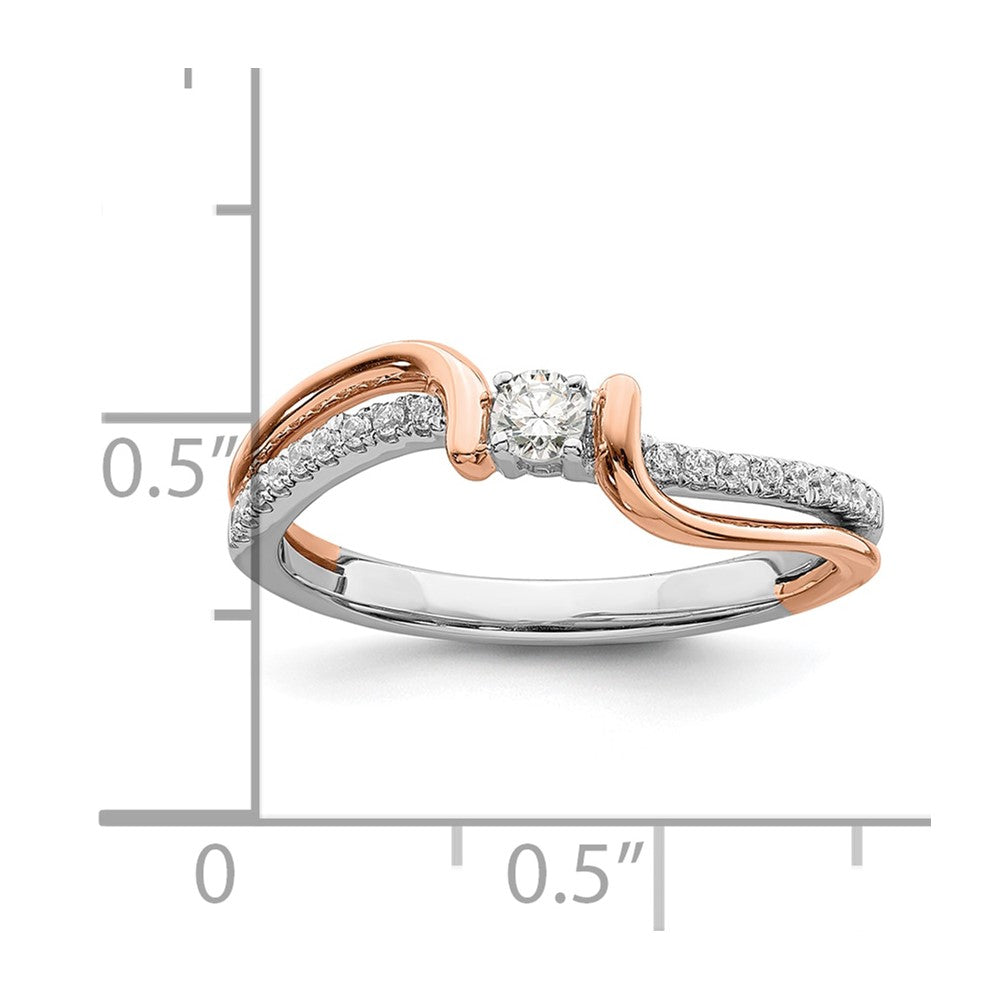 0.20ct. CZ Solid Real 14k White & Rose Gold Complete Promise Ring