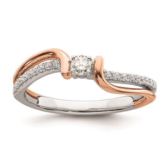 14k White & Rose Gold Real Diamond Promise Ring