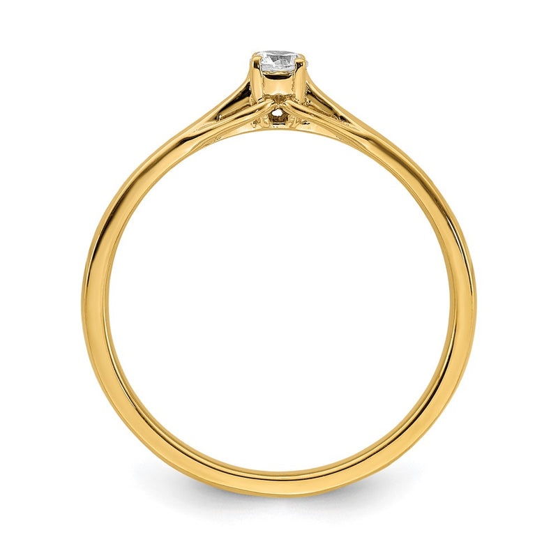14K Yellow Gold Real Diamond Promise Ring