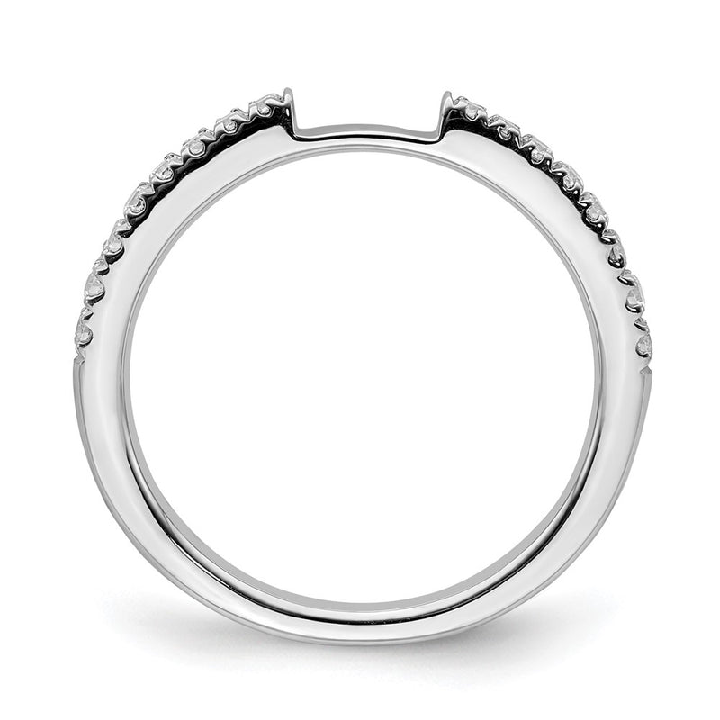 14K White Gold Real Diamond Contoured Wedding Band