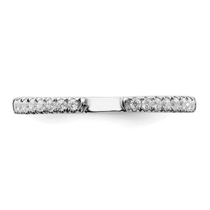 0.25ct. CZ Solid Real 14K White Gold Contoured Wedding Wedding Band Ring