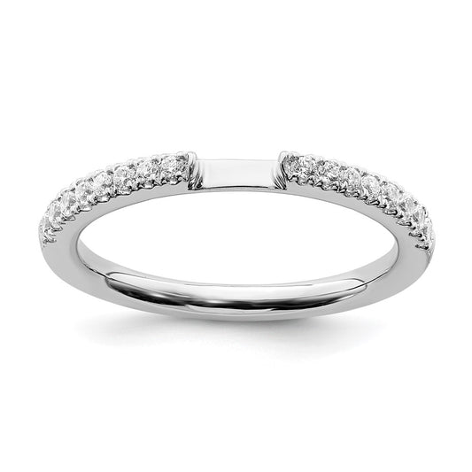 0.25ct. CZ Solid Real 14K White Gold Contoured Wedding Wedding Band Ring