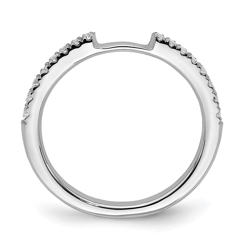 14K White Gold Real Diamond Contoured Wedding Band