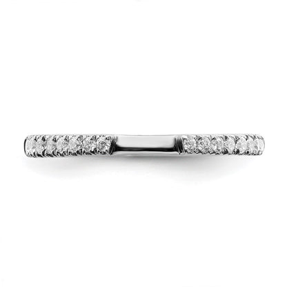 0.25ct. CZ Solid Real 14K White Gold Contoured Wedding Wedding Band Ring