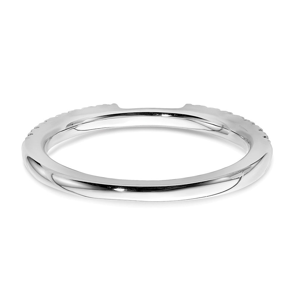 0.25ct. CZ Solid Real 14K White Gold Contoured Wedding Wedding Band Ring