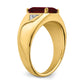 14K Yellow Gold Emerald-cut Created Ruby and Real Diamond Polished Mens Ring
