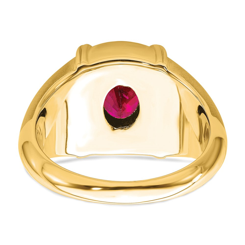 14K Yellow Gold Ruby and Real Diamond Mens Ring