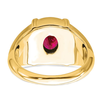 14K Yellow Gold Ruby and Real Diamond Mens Ring