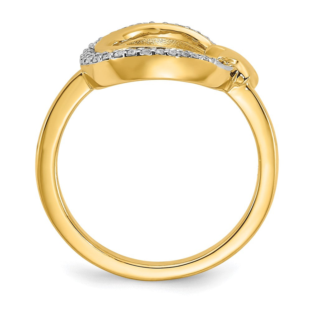 14K Yellow Gold Polished Moon and Star Real Diamond Ring