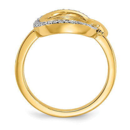 14K Yellow Gold Polished Moon and Star Real Diamond Ring