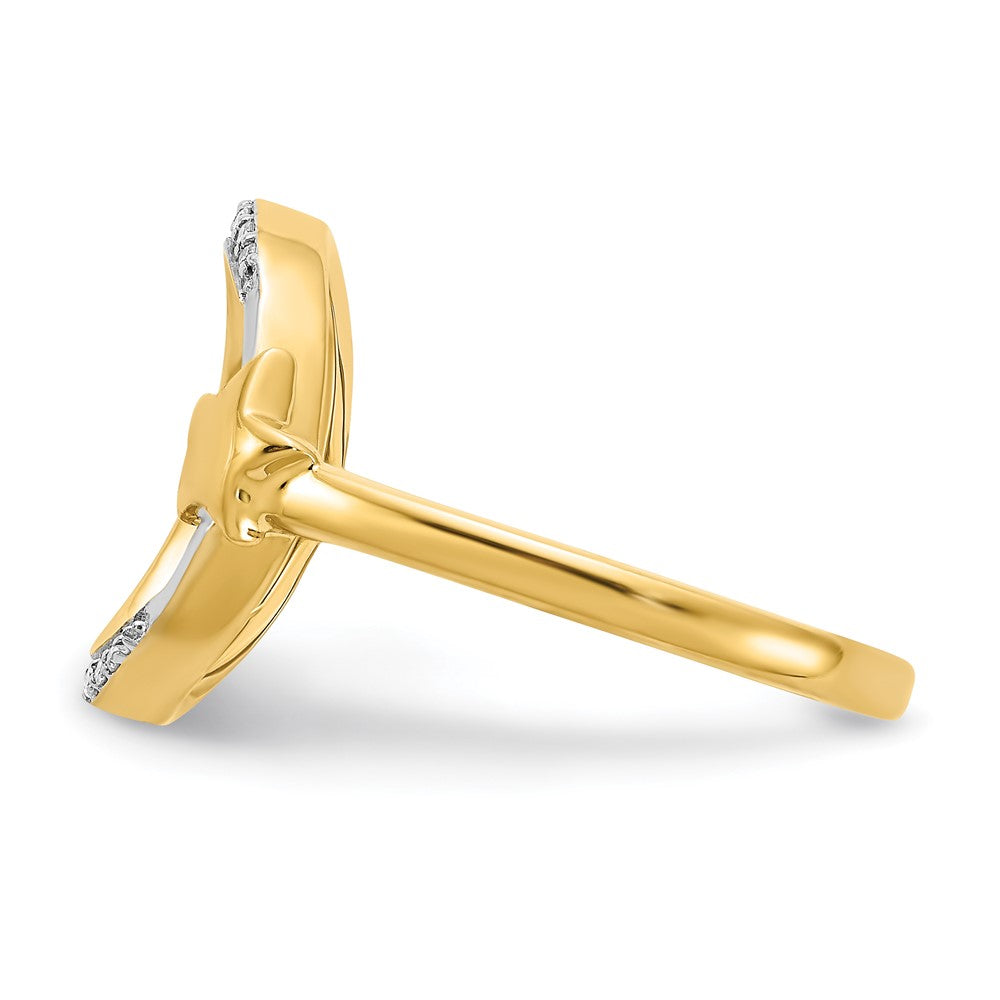 14K Yellow Gold Polished Moon and Star Real Diamond Ring