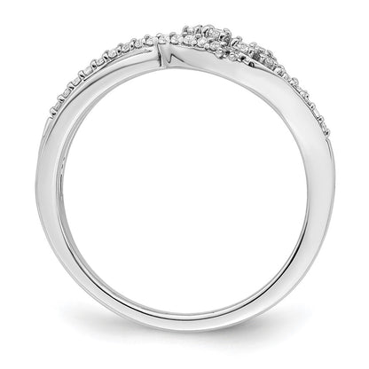 14k White Gold Polished Fancy Florina Wave Real Diamond Ring